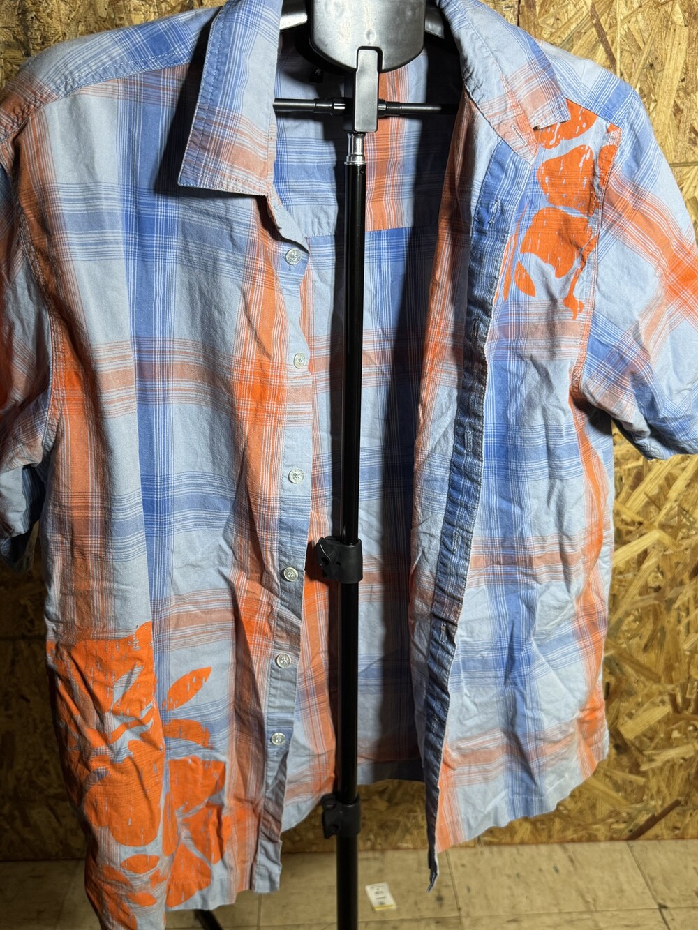 Joe Boxer Medium Shirt Light Blue Orange Striped Casual Top